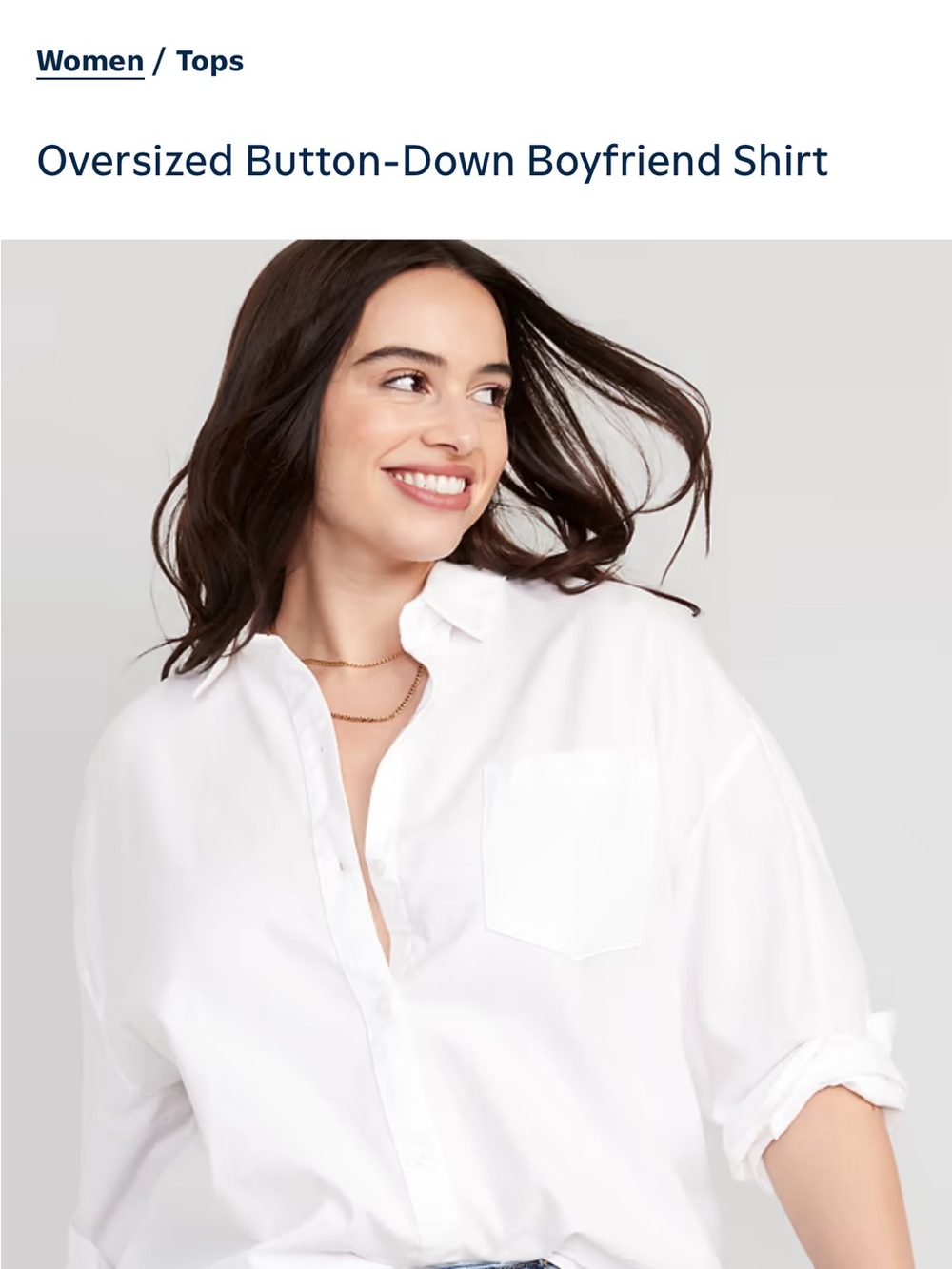 Old Navy White Oversized Button-Down Boyfriend Shirt